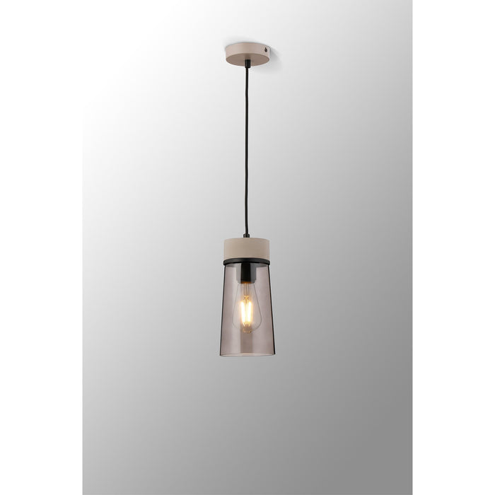 Nelson Lighting NLK15629 Raibon 1 Light Pendant Concrete Smoke