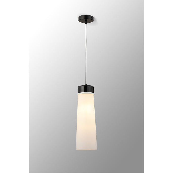 Nelson Lighting NLK15649 Raibon 1 Light Pendant Black Marble Opal