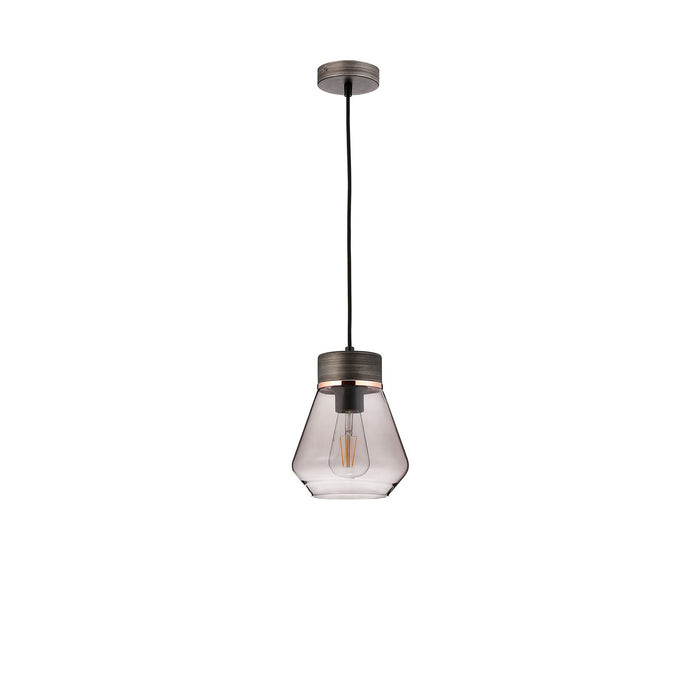 Nelson Lighting NLK15669 Raibon 1 Light Pendant Aged Pewter Smoke