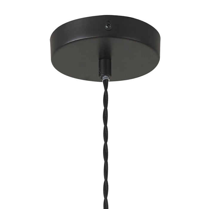 Nelson Lighting NL86409 Sabus Medium Oval Ball Pendant 1 Light E27 Matt Black Suspension With Frosted White Glass Globe