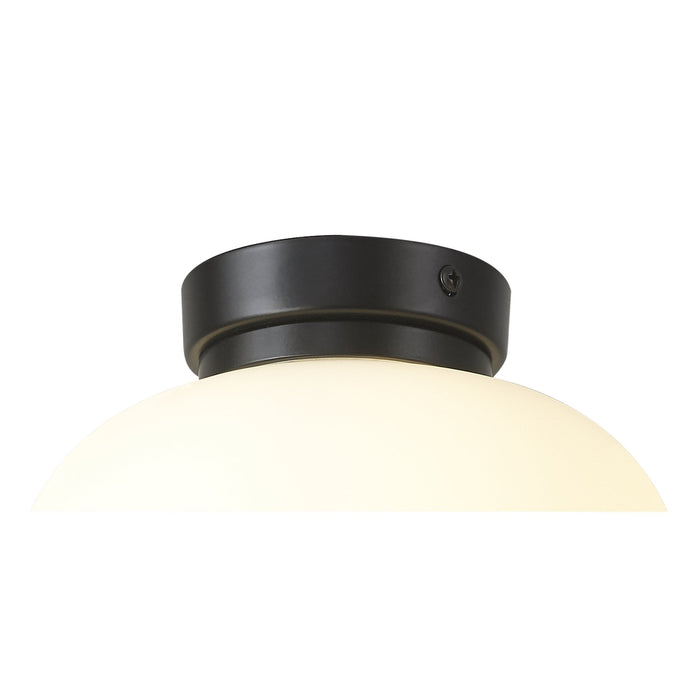 Nelson Lighting NL86419 Sabus 1 Light Flush Ceiling Light Matt Black Frosted White