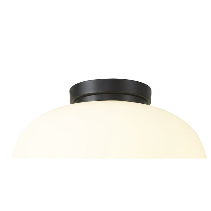 Nelson Lighting NL86429 Sabus 1 Light Flush Ceiling Light Matt Black Frosted White