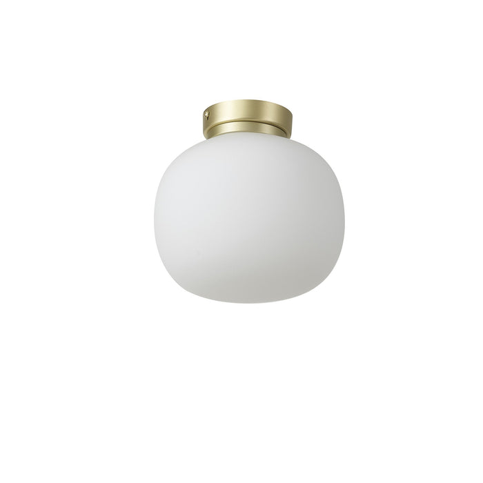 Nelson Lighting NL86509 Sabus 1 Light Flush Ceiling Light Satin Gold Frosted White