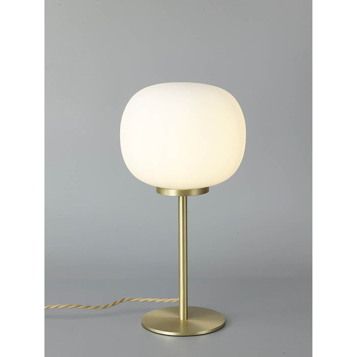 Nelson Lighting NL86549 Sabus 1 Light Table Lamp Satin Gold Frosted White