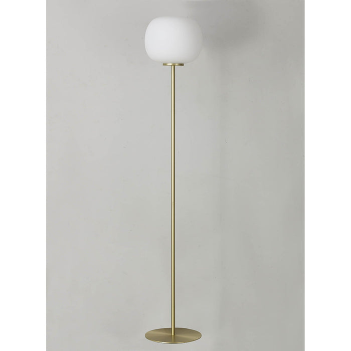 Nelson Lighting NL86559 Sabus 1 Light Floor Lamp Satin Gold Frosted White