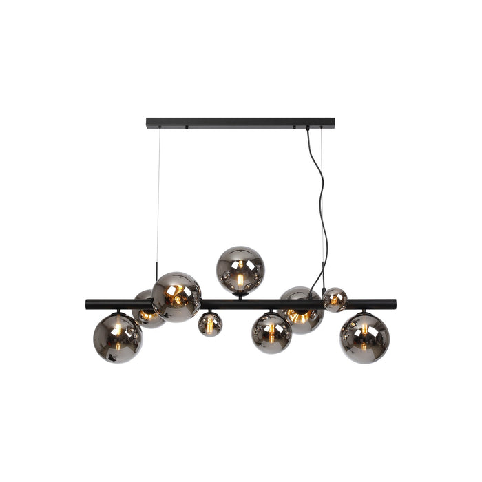 Nelson Lighting NL9040/CH9 Safady 9 Light Linear Pendant Satin Black Chrome Plated