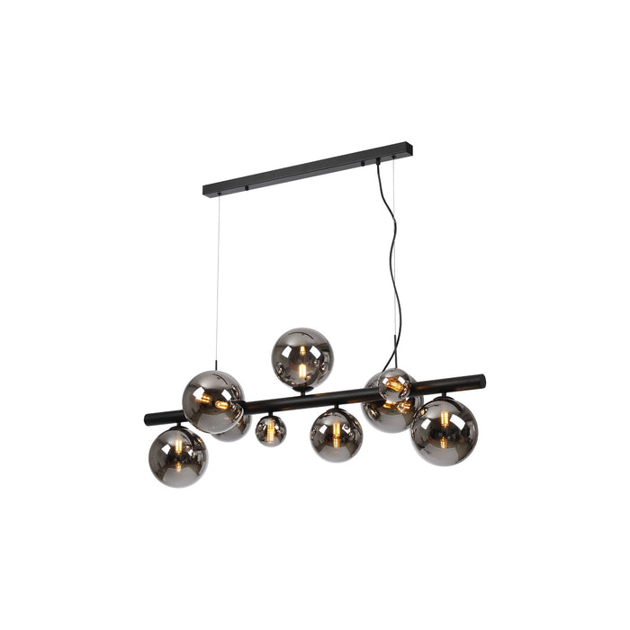 Nelson Lighting NL9040/CH9 Safady 9 Light Linear Pendant Satin Black Chrome Plated