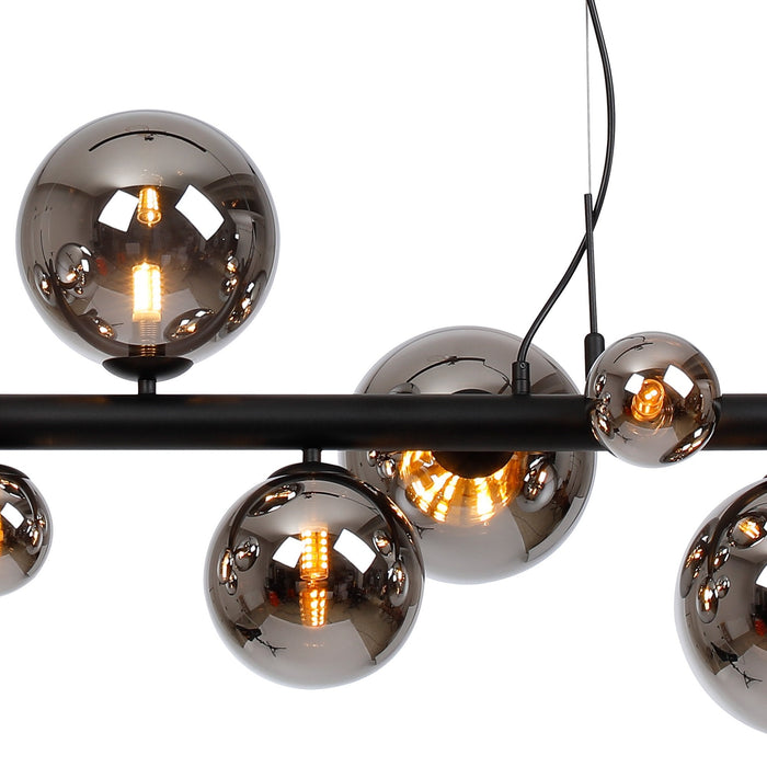 Nelson Lighting NL9040/CH9 Safady 9 Light Linear Pendant Satin Black Chrome Plated