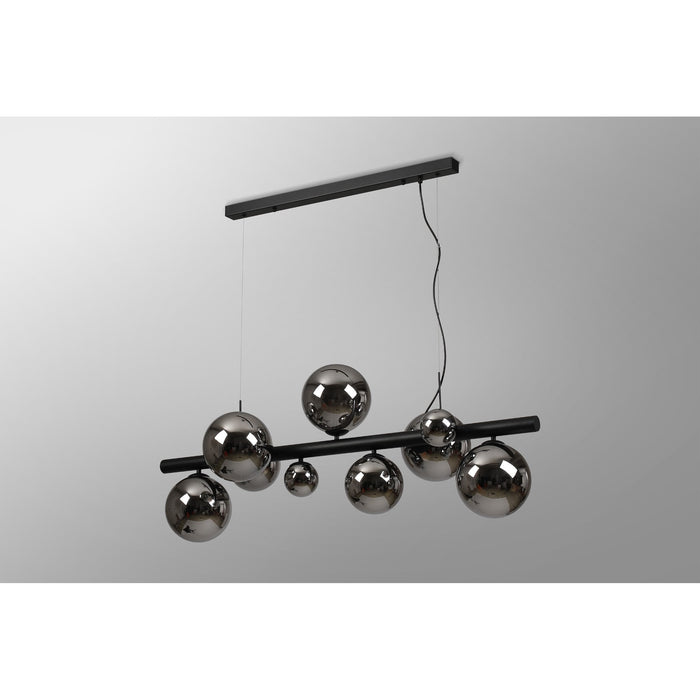 Nelson Lighting NL9040/CH9 Safady 9 Light Linear Pendant Satin Black Chrome Plated