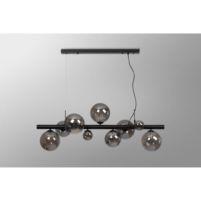 Nelson Lighting NL9040/SM9 Safady 9 Light Linear Pendant Satin Black Smoke Plated