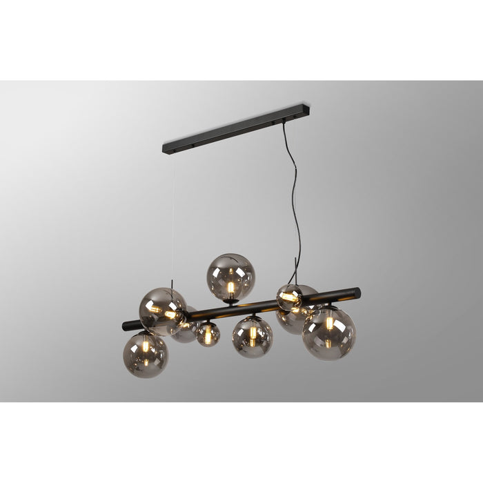 Nelson Lighting NL9040/SM9 Safady 9 Light Linear Pendant Satin Black Smoke Plated