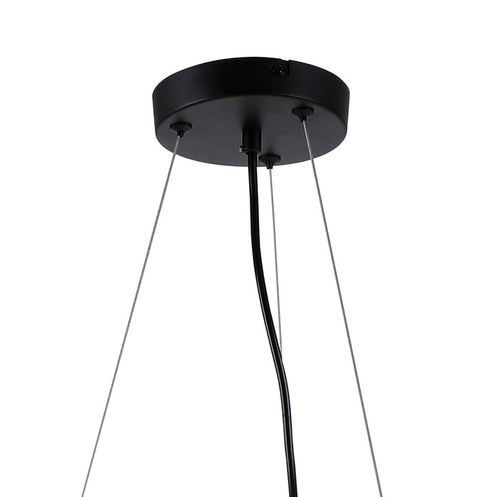 Nelson Lighting NL9041/AM9 Safady 16 Light Circular Pendant Satin Black Amber Plated