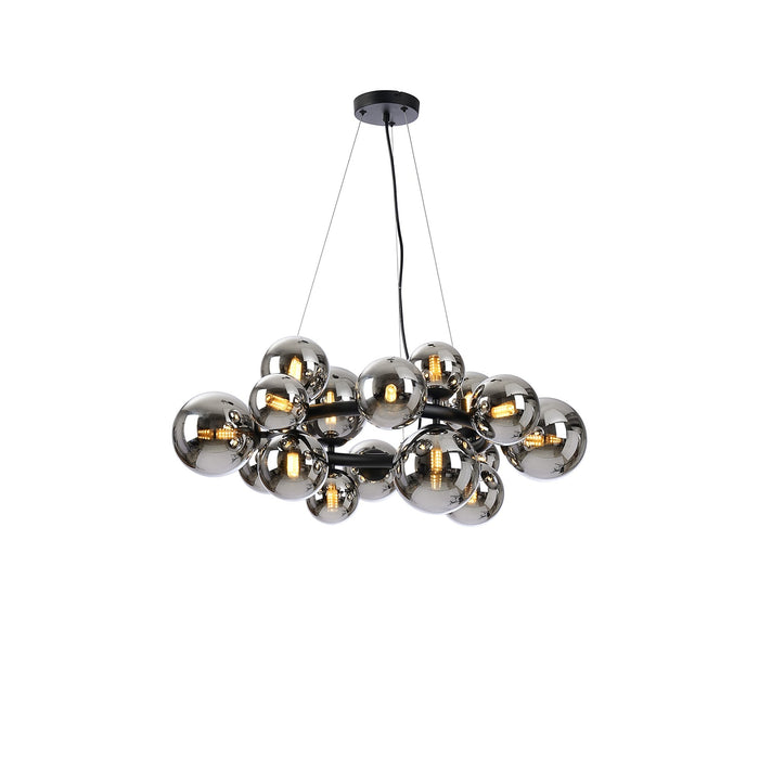 Nelson Lighting NL9041/CH9 Safady 16 Light Circular Pendant Satin Black Chrome Plated