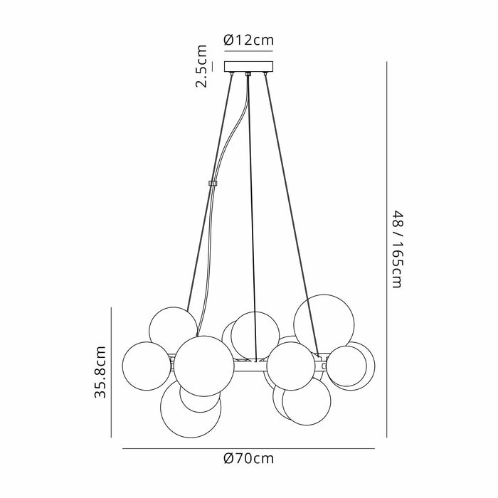 Nelson Lighting NL9041/CH9 Safady 16 Light Circular Pendant Satin Black Chrome Plated