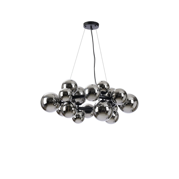 Nelson Lighting NL9041/CH9 Safady 16 Light Circular Pendant Satin Black Chrome Plated