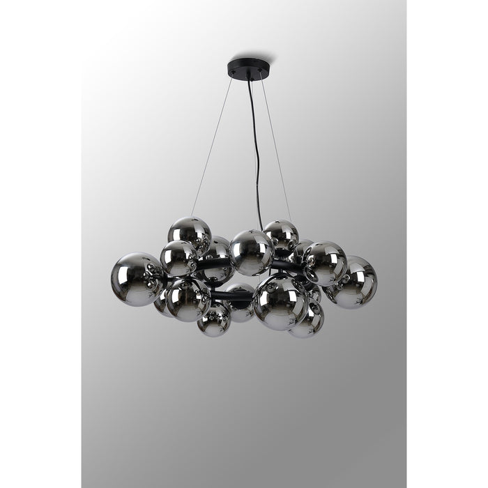 Nelson Lighting NL9041/CH9 Safady 16 Light Circular Pendant Satin Black Chrome Plated