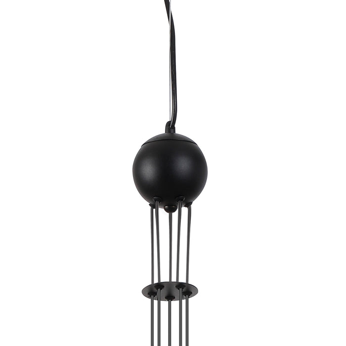 Nelson Lighting NL9042/AM9 Safady 5 Light Pendant Satin Black Amber Plated