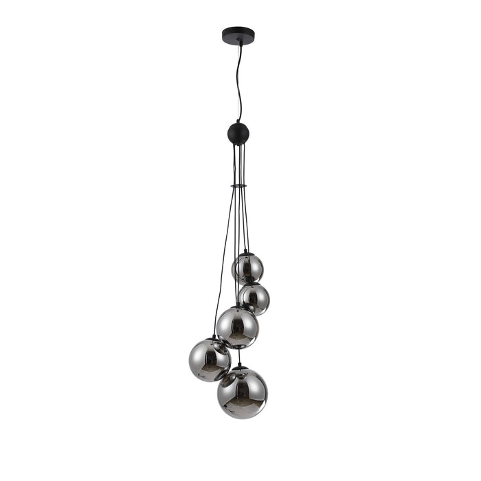 Nelson Lighting NL9042/CH9 Safady 5 Light Pendant Satin Black Chrome Plated