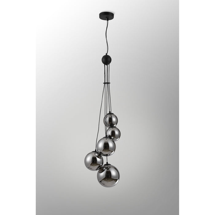 Nelson Lighting NL9042/CH9 Safady 5 Light Pendant Satin Black Chrome Plated