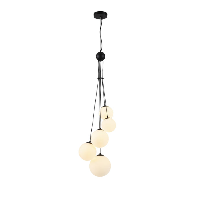 Nelson Lighting NL9042/OP9 Safady 5 Light Pendant Satin Black Opal