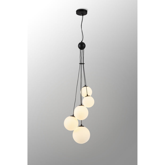 Nelson Lighting NL9042/OP9 Safady 5 Light Pendant Satin Black Opal