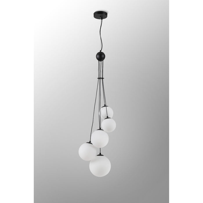 Nelson Lighting NL9042/OP9 Safady 5 Light Pendant Satin Black Opal