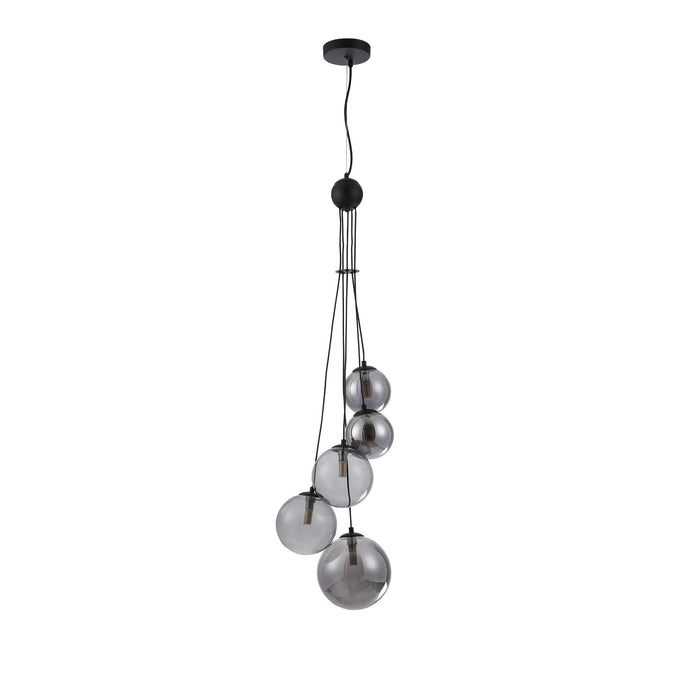 Nelson Lighting NL9042/SM9 Safady 5 Light Pendant Satin Black Smoke Plated