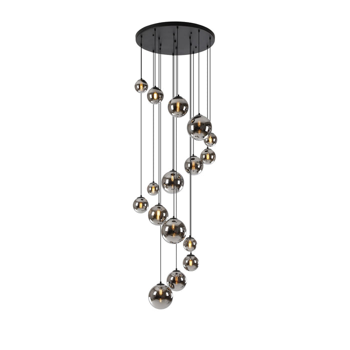 Nelson Lighting NL9043/CH9 Safady 16 Light Pendant Satin Black Chrome Plated