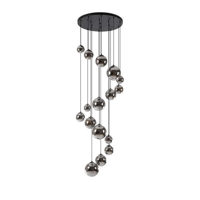 Nelson Lighting NL9043/CH9 Safady 16 Light Pendant Satin Black Chrome Plated