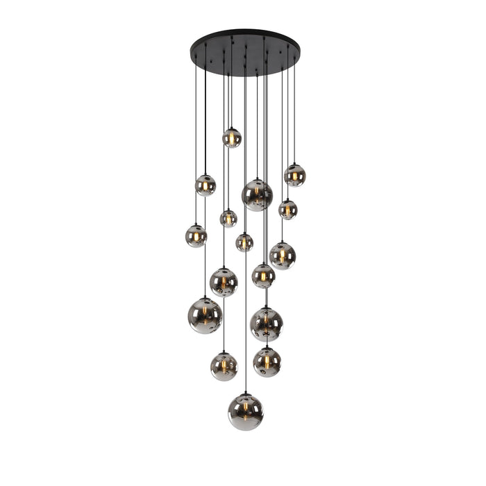 Nelson Lighting NL9043/CH9 Safady 16 Light Pendant Satin Black Chrome Plated