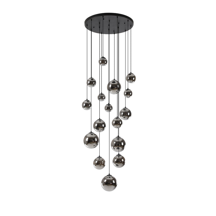 Nelson Lighting NL9043/CH9 Safady 16 Light Pendant Satin Black Chrome Plated