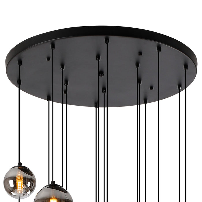 Nelson Lighting NL9043/CH9 Safady 16 Light Pendant Satin Black Chrome Plated