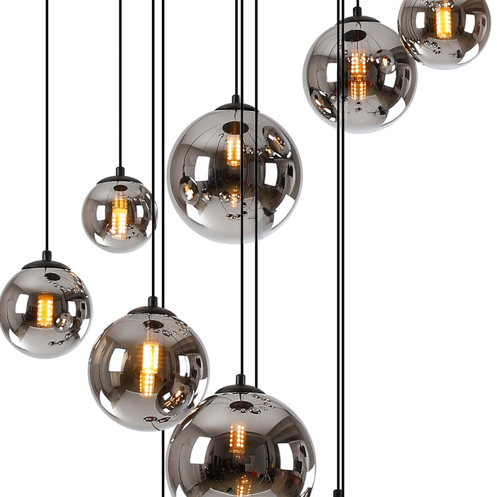 Nelson Lighting NL9043/CH9 Safady 16 Light Pendant Satin Black Chrome Plated