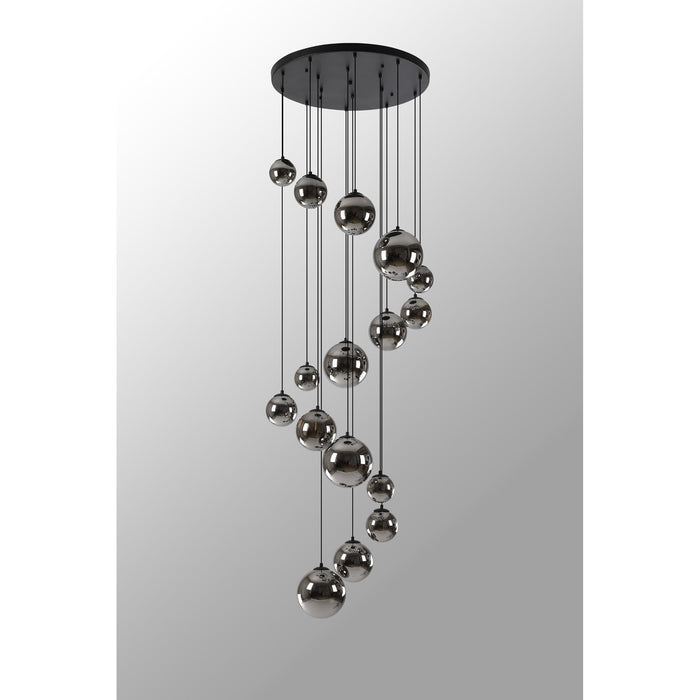 Nelson Lighting NL9043/CH9 Safady 16 Light Pendant Satin Black Chrome Plated