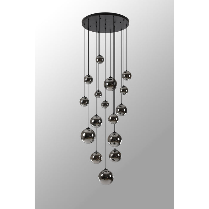 Nelson Lighting NL9043/CH9 Safady 16 Light Pendant Satin Black Chrome Plated