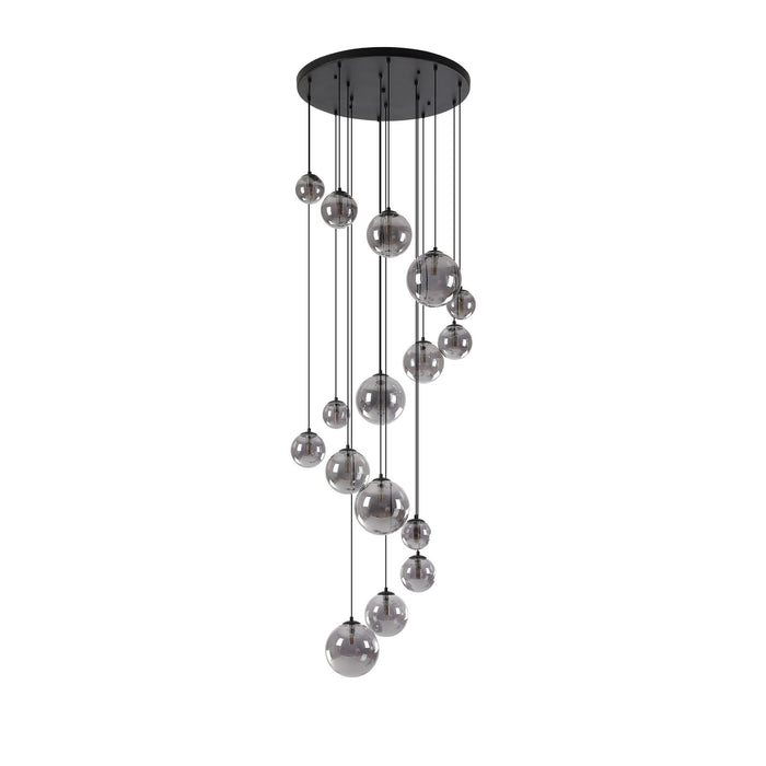 Nelson Lighting NL9043/SM9 Safady 16 Light Pendant Satin Black Smoke Plated