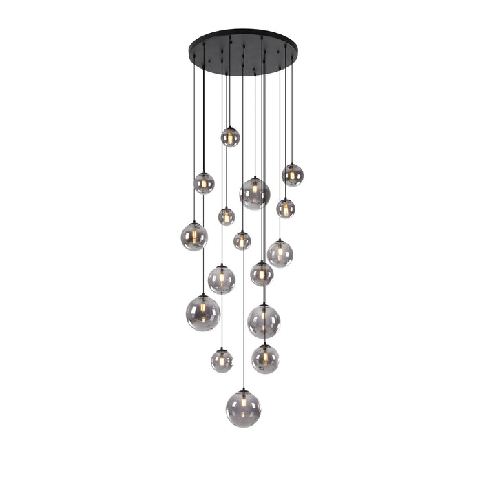 Nelson Lighting NL9043/SM9 Safady 16 Light Pendant Satin Black Smoke Plated