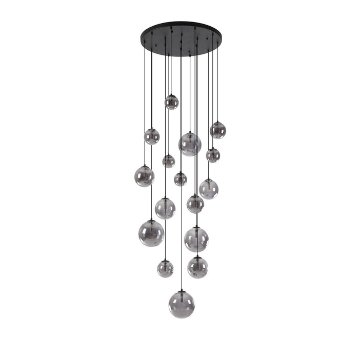 Nelson Lighting NL9043/SM9 Safady 16 Light Pendant Satin Black Smoke Plated