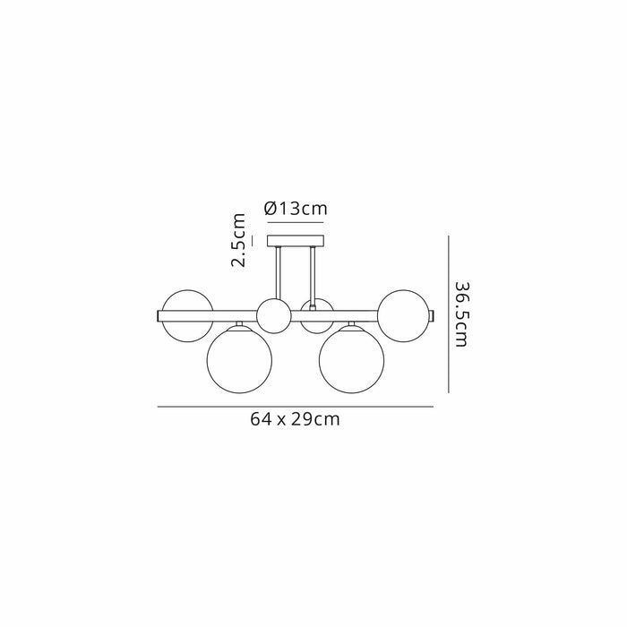 Nelson Lighting NL9044/CH9 Safady 6 Light Ceiling Light Satin Black Chrome Plated