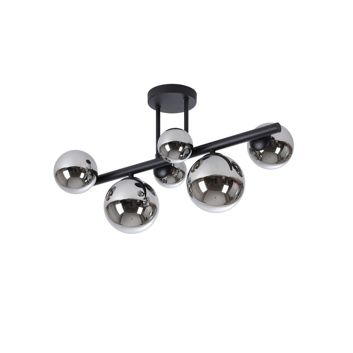 Nelson Lighting NL9044/CH9 Safady 6 Light Ceiling Light Satin Black Chrome Plated