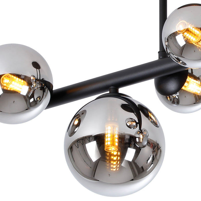 Nelson Lighting NL9044/CH9 Safady 6 Light Ceiling Light Satin Black Chrome Plated