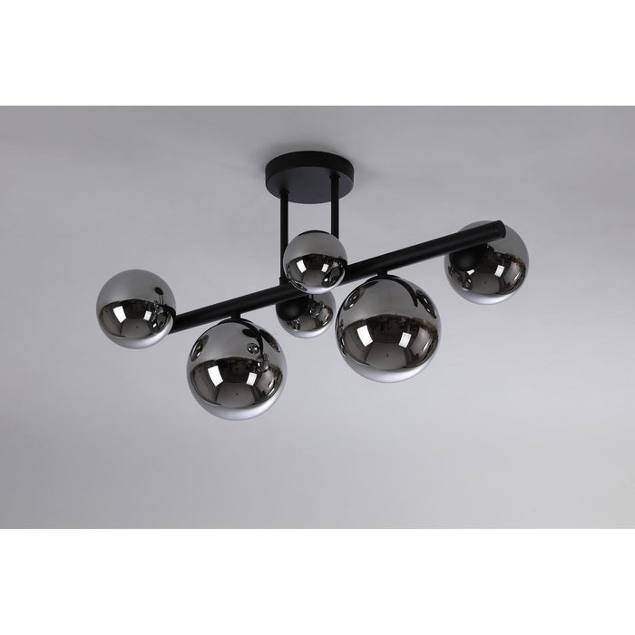 Nelson Lighting NL9044/CH9 Safady 6 Light Ceiling Light Satin Black Chrome Plated