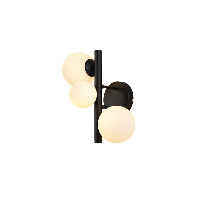 Nelson Lighting NL9045/OP9 Safady 3 Light Wall Light Satin Black Opal