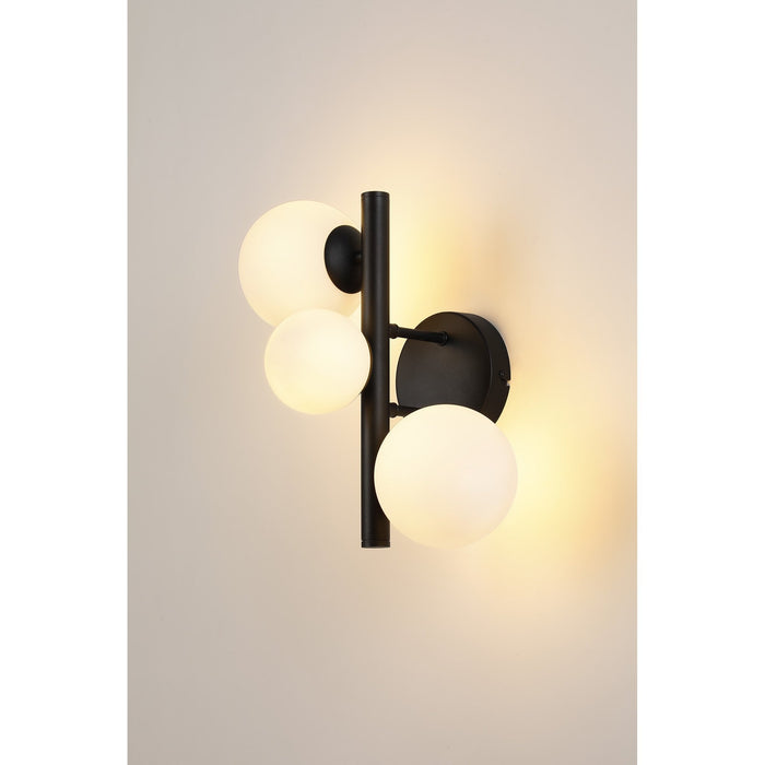 Nelson Lighting NL9045/OP9 Safady 3 Light Wall Light Satin Black Opal