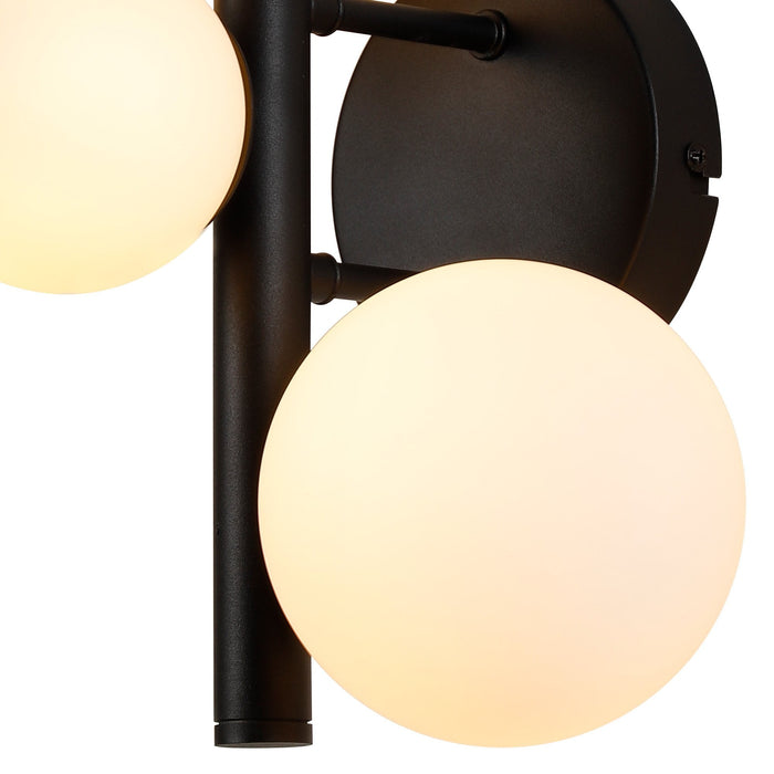 Nelson Lighting NL9045/OP9 Safady 3 Light Wall Light Satin Black Opal