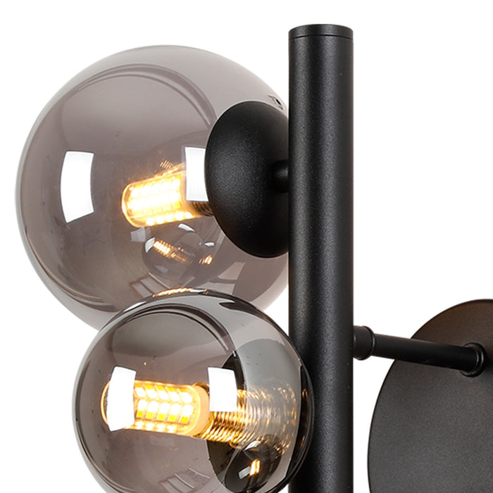 Nelson Lighting NL9045/SM9 Safady 3 Light Wall Light Satin Black Smoke Plated