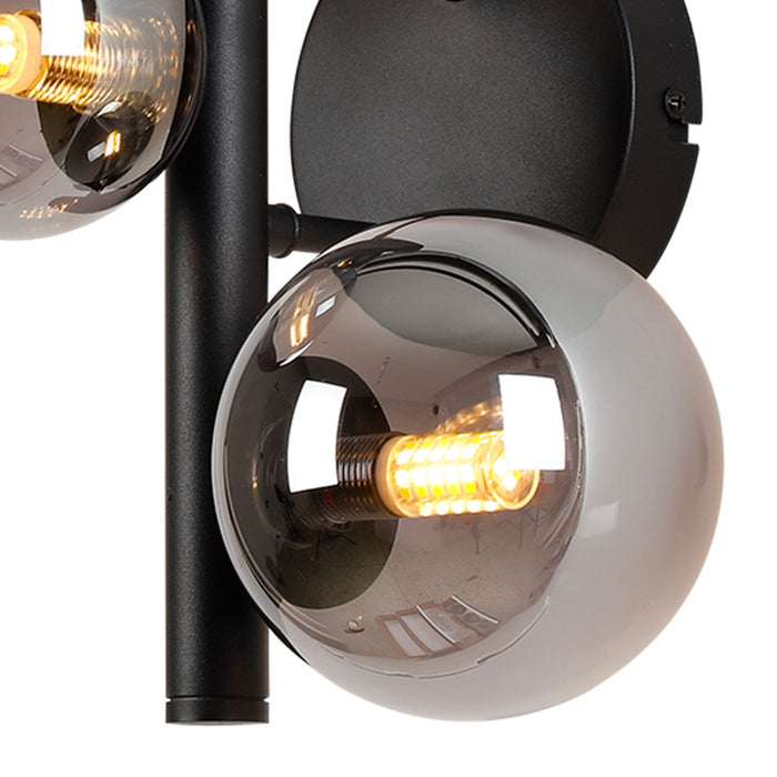 Nelson Lighting NL9045/SM9 Safady 3 Light Wall Light Satin Black Smoke Plated