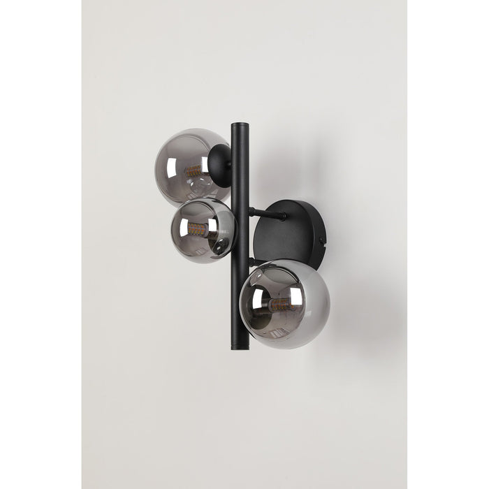 Nelson Lighting NL9045/SM9 Safady 3 Light Wall Light Satin Black Smoke Plated