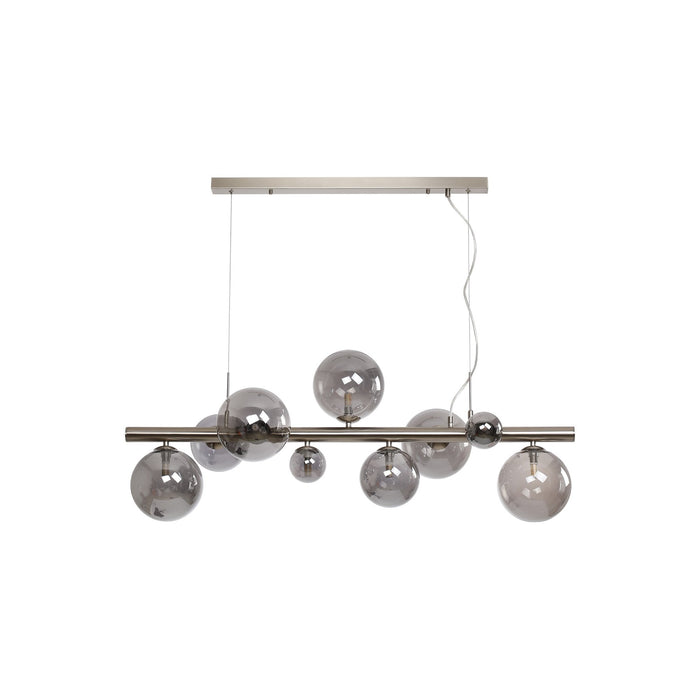 Nelson Lighting NL9058/SM9 Safady 9 Light Linear Pendant Satin Nickel Smoke Plated