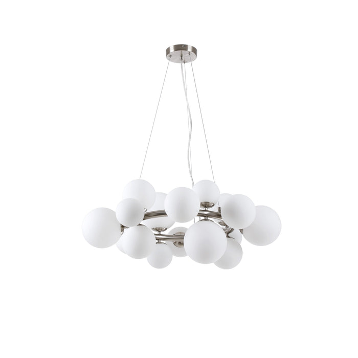 Nelson Lighting NL9059/OP9 Safady 16 Light Circular Pendant Satin Nickel Opal